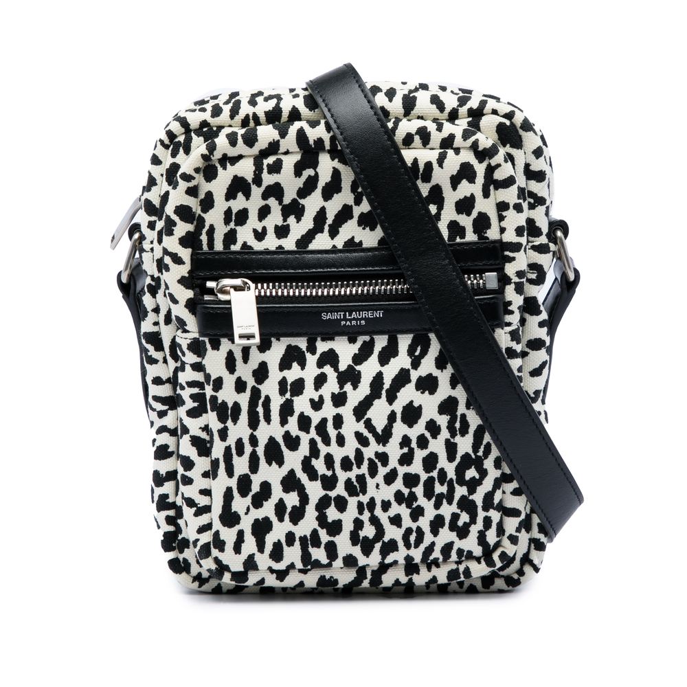 Pre-Loved Saint Laurent Leopard Print Canvas Sid Messenger Bag